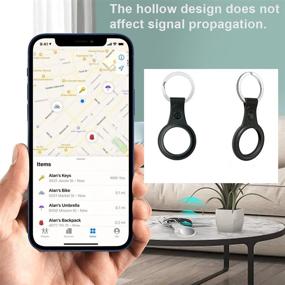 img 3 attached to Переносное чехол из TPU с кожаным узором и кольцом для ключей для AirTag, защитный чехол, держатель для AirTags (2 шт.), чехол для трекера Apple AirTag (2021) (черный)