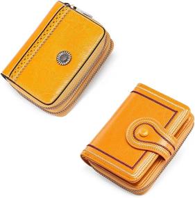 img 4 attached to 👛 FALAN MULE RFID Credit Card Holder: Stylish Leather Small Wallet for Women with Zipper & Wristlet