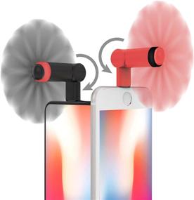 img 4 attached to Genuine Fan for iPhone (2 packs) - Mini Fan with 180° Rotating, Powerful Wind, Lightweight - Compatible with iPhone, iPad, iPod, and all Lightning Devices - Upgraded Version (Black and Rose Red)