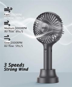 img 2 attached to 💨 HonHey Handheld Fan Portable: USB Rechargeable, 3 Speed Personal Desk Table Fan with Base – Ideal Makeup Eyelash Fan for Women, Girls, and Kids - Up to 12 Hours Operation Outdoors