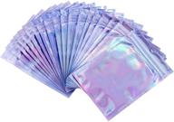 🌈 100pcs holographic bags - double sided reusable zip lock sealing smell proof foil pouch bags (5"x 7") by mellbree logo