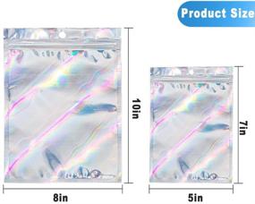 img 3 attached to 🌈 100PCS Holographic Bags - Double Sided Reusable Zip Lock Sealing Smell Proof Foil Pouch Bags (5"x 7") by Mellbree