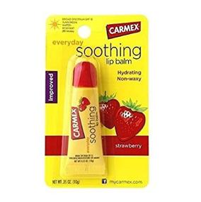 img 1 attached to 🍓 Ultimate Protection and Soothing Lip Care: Carmex Strawberry Flavor Everyday Lip Balm SPF 15 (Pack of 3)