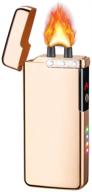 🔥 dual arc lighter - usb rechargeable windproof flame plasma lighter, no gas cigar candle cigarette lighter (gold) logo