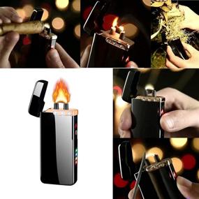 img 3 attached to 🔥 Dual Arc Lighter - USB Rechargeable Windproof Flame Plasma Lighter, No Gas Cigar Candle Cigarette Lighter (Gold)