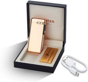 img 1 attached to 🔥 Dual Arc Lighter - USB Rechargeable Windproof Flame Plasma Lighter, No Gas Cigar Candle Cigarette Lighter (Gold)