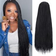 🧶 senegalese twist crochet hair extensions - natural black 32 inch 8 packs pre-twisted synthetic crochet braids pre looped crotchet hair synthetic braiding hair logo