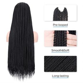 img 2 attached to 🧶 Senegalese Twist Crochet Hair Extensions - Natural Black 32 Inch 8 Packs Pre-twisted Synthetic Crochet Braids Pre Looped Crotchet Hair Synthetic Braiding Hair