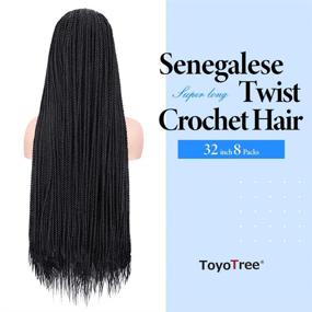 img 3 attached to 🧶 Senegalese Twist Crochet Hair Extensions - Natural Black 32 Inch 8 Packs Pre-twisted Synthetic Crochet Braids Pre Looped Crotchet Hair Synthetic Braiding Hair