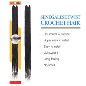 img 1 attached to 🧶 Senegalese Twist Crochet Hair Extensions - Natural Black 32 Inch 8 Packs Pre-twisted Synthetic Crochet Braids Pre Looped Crotchet Hair Synthetic Braiding Hair