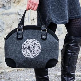 img 1 attached to 👜 Stylish Mucros Weavers Celtic Weave Wool & PU Leather Tote Handbag - Alluring Blend of Traditional Craftsmanship and Modern Design