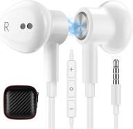 titacute 3.5mm noise canceling earbuds with microphone & magnetic in-ear wired stereo jack - compatible with google pixel 4a 3a xl 5a 5g, samsung s10 s9 s8, galaxy a52 a51 a12, iphone 6 6s & ps5 - white logo