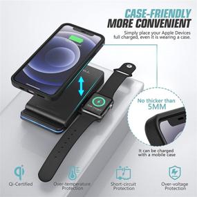 img 2 attached to 🔌 Convenient 3-in-1 Wireless Charging Station for Apple Products: Foldable, Portable & Fast Charging Dock for Apple Watch, AirPods, iPhone