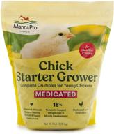 🐥 manna pro chick starter: medicated amprolium formula preventing coccidiosis with 5 pounds of feed crumbles logo