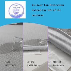 img 2 attached to Защитите вашу матрас королевы с элегантным серым полосатым чехлом от Bedecor - водонепроницаемый, дышащий и подходит для глубины до 18 дюймов - 2 штуки.