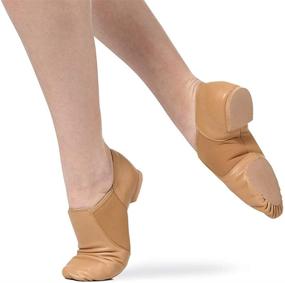 img 4 attached to 👞 Dance Basix Slip-On Split Sole Jazz Shoes - Leather Dance Footwear