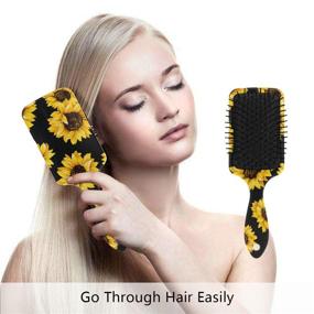 img 1 attached to 🌻 Щетка для волос Sunflower Black: нежное сцепление, мягкие щетины для предотвращения статического электричества и пушистости волос | Идеальное воздушное подушечное гребень для женщин и девочек - для влажных и сухих волос.