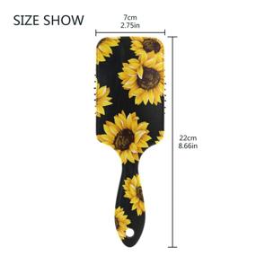 img 2 attached to 🌻 Щетка для волос Sunflower Black: нежное сцепление, мягкие щетины для предотвращения статического электричества и пушистости волос | Идеальное воздушное подушечное гребень для женщин и девочек - для влажных и сухих волос.