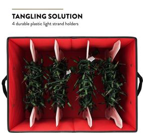 img 2 attached to 🎄 ZOBER Christmas Light Storage Box - High-Quality 600D Oxford, 4 Plastic Light Storage Wraps Included, Designed to Safely Store and Organize Up to 800 Holiday Christmas Lights Bulbs, with Durable Reinforced Stitched Handles