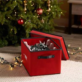 img 3 attached to 🎄 ZOBER Christmas Light Storage Box - High-Quality 600D Oxford, 4 Plastic Light Storage Wraps Included, Designed to Safely Store and Organize Up to 800 Holiday Christmas Lights Bulbs, with Durable Reinforced Stitched Handles