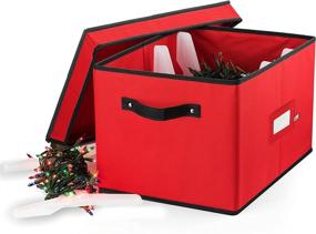 img 4 attached to 🎄 ZOBER Christmas Light Storage Box - High-Quality 600D Oxford, 4 Plastic Light Storage Wraps Included, Designed to Safely Store and Organize Up to 800 Holiday Christmas Lights Bulbs, with Durable Reinforced Stitched Handles