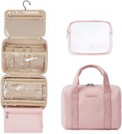 🛍️ bagsmart hanging travel toiletry bag – tsa approved transparent cosmetic organizer and detachable makeup pouch – perfect for full sized toiletries (pink) logo