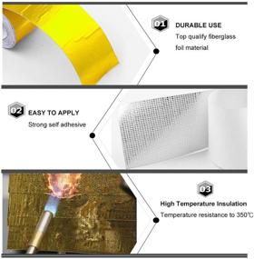 img 4 attached to 🔥 RASNONE Gold Adhesive Backed Heat Barrier Tape - 2PCS 2"x29.5ft Roll - Heat Shield Reflective Tape for Car Intake Pipe & Engine Bay