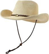 👒 lanzom women's packable straw beach sun hat: summer cowboy style with wind lanyard - ideal for beach and outdoor activities логотип