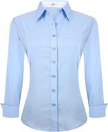 esabel.c women's regular fit button down shirts with long sleeves, made from stretch cotton for work blouse логотип