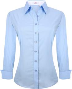 img 4 attached to Esabel.C Women's Regular Fit Button Down Shirts with Long Sleeves, made from Stretch Cotton for Work Blouse