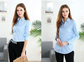 img 1 attached to Esabel.C Women's Regular Fit Button Down Shirts with Long Sleeves, made from Stretch Cotton for Work Blouse