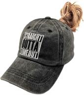 🧢 stylish & adjustable: waldeal boys' embroidered straight outta timeout ponytail hat for kids - perfect high bun ponycap! logo