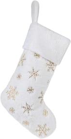 img 3 attached to 🎄 Amidaky Plush Christmas Stockings: Elegant White Fur, 2 Pcs, 22 inches Large Size with Gold Snowflake Sequin Embroidery - Perfect Family Holiday Xmas Party Decorations