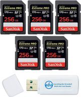 карта памяти sandisk (пять штук) объемом 256 гб extreme pro работает с цифровой зеркальной камерой dslr 4k v30 uhs-i (sdsdxxy-256g-gn4in) в комплекте с (1) комбинированным считывателем everything but stromboli (tm) логотип