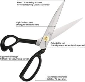 img 3 attached to Sewing Scissors 10 Inch - Tailors Heavy Duty High Carbon Steel Sharp Blades Shears For Fabric Leather Cloth Paper Sewing Dressmaking Tailoring Altering(Right-Handed) Sewing