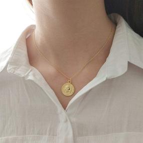 img 1 attached to 🕊️ Exquisite Carved Gold Coin Pendant Necklace - 925 Sterling Silver, 18K Gold Plated - Elegant Round Chain Goddess Worship Celebrity Medal - Reversible Keepsake - Chic Choker Fashion Jewelry in a Gift Box