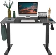 🖥️ flexispot ep4 electric standing desk: height adjustable desk with usb charging and hooks, 48"x24" dual motor stand up desk - black frame & black/greystone top логотип