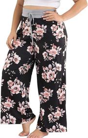 img 3 attached to Stylish & Comfortable: ALLEGRACE Plus Size Pajama Pants for Women - Casual, Drawstring Palazzo, Sleep Lounge Pants with Loose Fit