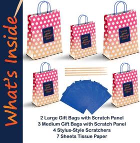 img 2 attached to 🎁 Unique Purple Ladybug 5 Gift Bags in Bulk with Handles & Blue Scratch Paper Panel for Customizable Messages - 2 Large & 3 Medium Sized - Perfect for Birthday, Halloween, & Thanksgiving - Patent-Pending Innovation