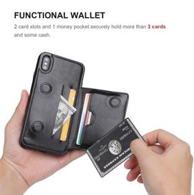img 1 attached to 💼 Premium iPhone Xs Max Wallet Case: KIHUWEY Leather Kickstand with Credit Card Holder – Shockproof & Magnetic Closure – 6.5 Inch (Black)