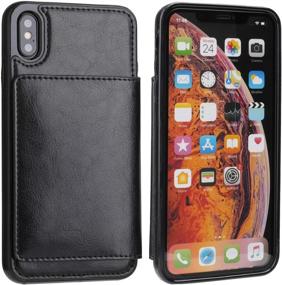 img 2 attached to 💼 Premium iPhone Xs Max Wallet Case: KIHUWEY Leather Kickstand with Credit Card Holder – Shockproof & Magnetic Closure – 6.5 Inch (Black)