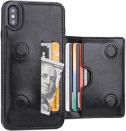 💼 premium iphone xs max wallet case: kihuwey leather kickstand with credit card holder – shockproof & magnetic closure – 6.5 inch (black) logo