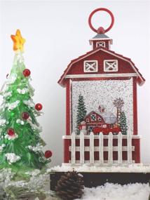 img 2 attached to 🎄 Victory Creative Barn House Christmas Snow Globe: Festive Lighted Lantern with Swirling Glitter, Music, Battery Operated & Timer