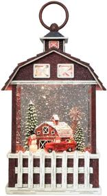 img 4 attached to 🎄 Victory Creative Barn House Christmas Snow Globe: Festive Lighted Lantern with Swirling Glitter, Music, Battery Operated & Timer