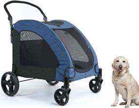 img 4 attached to 🐾 Premium Totoro Ball 4-Wheel Dog Stroller: Jogger Wagon for Large or 2 Dogs, Foldable Travel Carriage - Up to 133 lbs