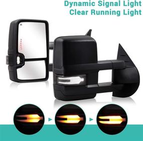 img 4 attached to Towing Mirrors For 2007 2008 2009 2010 2011 2012 2013 Chevy Silverado Suburban Tahoe Avalanche GMC Sierra Yukon With Power Glass Dynamic Turn Signal Light Backup Lamp Heated Extendable Pair (07-13)