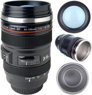 📷 tmango camera lens coffee mug with lid | stainless steel thermos lens mug | leak proof | perfect present for photographer lovers, photo coffee cup logo