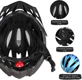 img 2 attached to 🚴 Lixada Adult Bike Helmet: Lightweight, Breathable Safety Gear with Detachable Sun Visor, Rear Light – Ideal for Women and Men Cycling Mountain Bicycle Road Bike, 22.8-24.4in