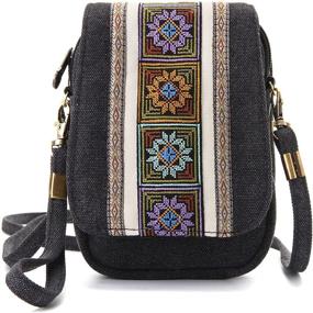 img 4 attached to Goodhan Embroidery Canvas Crossbody Phone