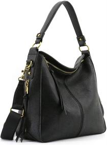 img 3 attached to 👜 Stylish Leather Handbags with Adjustable Shoulder Straps & Tassels for Women - Ideal Hobo Bags and Wallets